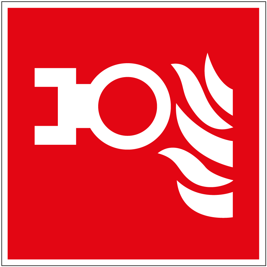 pictogram aansluitpunt droge blusleiding, rood wit, vierkant